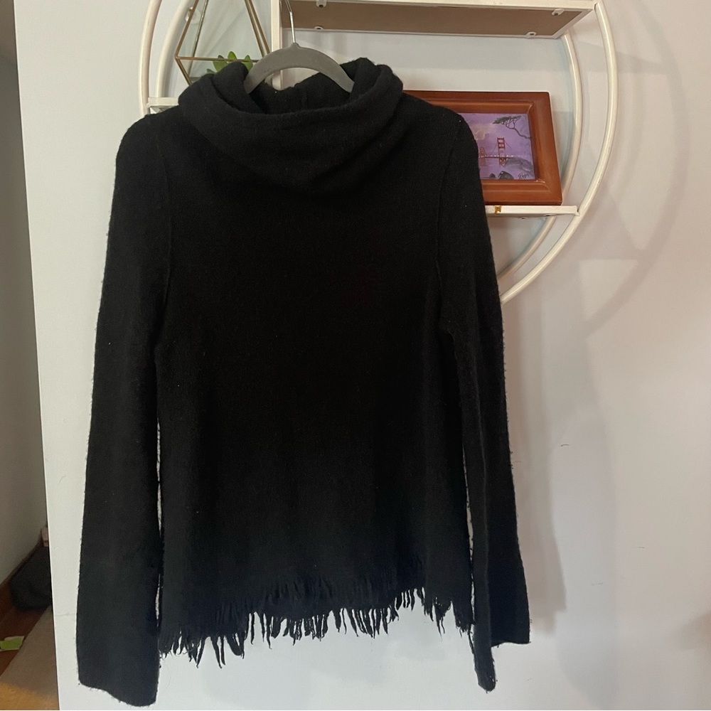 Anthropologie Akemi & Kin Women's Small S Black Fringe Sweater